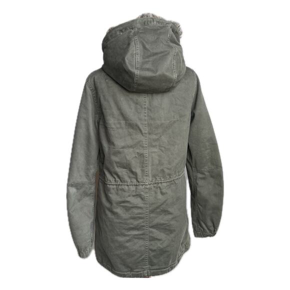BANANA REPUBLIC Hooded Utility Parka Coat SZ S Army Olive Green Mid Length Twill - Picture 6 of 12